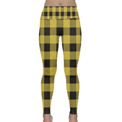 Black And Yellow Small Plaids Lightweight Velour Classic Yoga Leggings