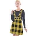 Black and yellow small plaids Plunge Pinafore Velour Dress View1