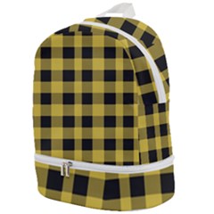 Black And Yellow Small Plaids Zip Bottom Backpack by ConteMonfrey