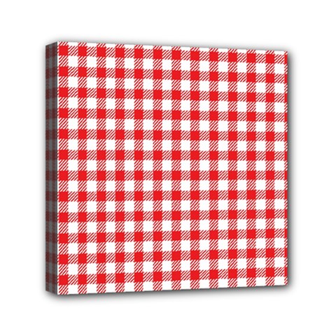 Straight Red White Small Plaids Mini Canvas 6  X 6  (stretched)