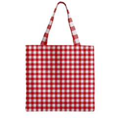 Straight Red White Small Plaids Zipper Grocery Tote Bag