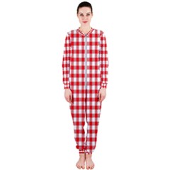 Straight Red White Small Plaids Onepiece Jumpsuit (ladies) by ConteMonfrey
