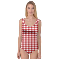 Straight Red White Small Plaids Princess Tank Leotard 