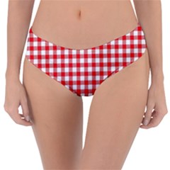 Straight Red White Small Plaids Reversible Classic Bikini Bottoms