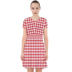 Straight Red White Small Plaids Adorable in Chiffon Dress