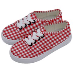 Straight Red White Small Plaids Kids  Classic Low Top Sneakers by ConteMonfrey