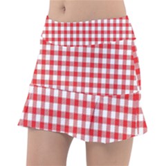 Straight Red White Small Plaids Classic Tennis Skirt