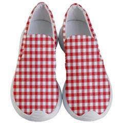 Straight Red White Small Plaids Women s Lightweight Slip Ons by ConteMonfrey