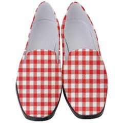 Straight Red White Small Plaids Women s Classic Loafer Heels by ConteMonfrey