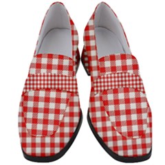 Straight Red White Small Plaids Women s Chunky Heel Loafers by ConteMonfrey