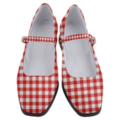 Straight Red White Small Plaids Women s Mary Jane Shoes by ConteMonfrey