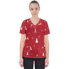 Abstract-cute-christmas Seamless Women s V-neck Scrub Top by nateshop