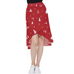 Abstract-cute-christmas Seamless Frill Hi Low Chiffon Skirt