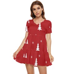 Abstract-cute-christmas Seamless Tiered Short Sleeve Babydoll Dress by nateshop