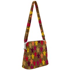 Abstract-flower Gold Zipper Messenger Bag