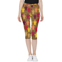 Abstract-flower Gold Inside Out Lightweight Velour Capri Leggings  by nateshop