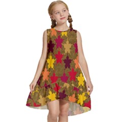 Abstract-flower Gold Kids  Frill Swing Dress