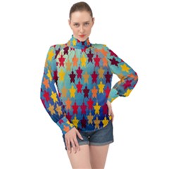 Abstract-flower,bacground High Neck Long Sleeve Chiffon Top by nateshop