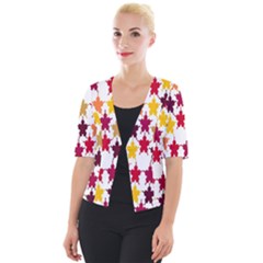 Abstract-flower Cropped Button Cardigan by nateshop