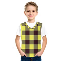 Black And Yellow Plaids Kids  Basketball Tank Top by ConteMonfrey