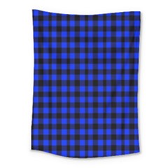 Neon Blue And Black Plaids Medium Tapestry by ConteMonfrey