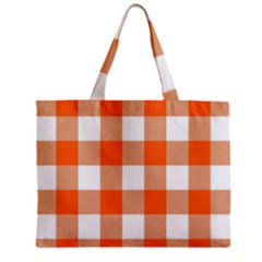 Orange And White Plaids Zipper Mini Tote Bag by ConteMonfrey