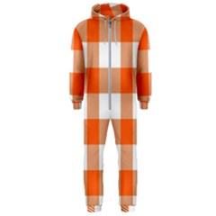 Orange And White Plaids Hooded Jumpsuit (men) by ConteMonfrey