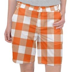 Orange And White Plaids Pocket Shorts by ConteMonfrey