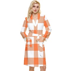 Orange And White Plaids Long Sleeve Velour Robe by ConteMonfrey