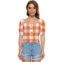 Orange and white plaids Button up blouse View1
