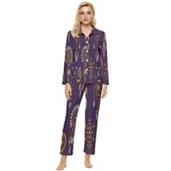 Background Womens  Long Sleeve Velvet Pocket Pajamas Set by nateshop