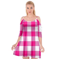 Pink And White Plaids Cutout Spaghetti Strap Chiffon Dress by ConteMonfrey