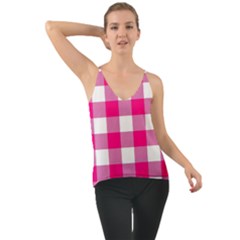 Pink And White Plaids Chiffon Cami by ConteMonfrey