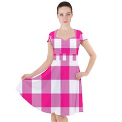 Pink And White Plaids Cap Sleeve Midi Dress by ConteMonfrey