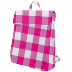 Pink And White Plaids Flap Top Backpack by ConteMonfrey