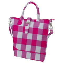 Pink And White Plaids Buckle Top Tote Bag by ConteMonfrey