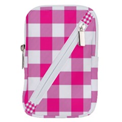 Pink And White Plaids Belt Pouch Bag (large)