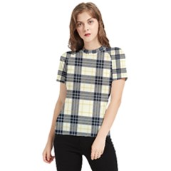 Gray And Yellow Plaids  Women s Short Sleeve Rash Guard by ConteMonfrey