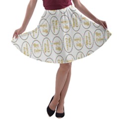 Background-cute-christmas Gold A-line Skater Skirt