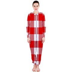 Red and white plaids OnePiece Jumpsuit (Ladies)