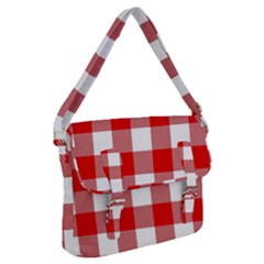 Red And White Plaids Buckle Messenger Bag by ConteMonfrey