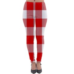 Red And White Plaids Lightweight Velour Leggings