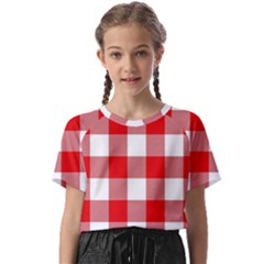 Red and white plaids Kids  Basic Tee