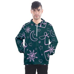 Background-cute Christmas Men s Half Zip Pullover by nateshop