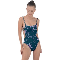 Background-cute Christmas Tie Strap One Piece Swimsuit