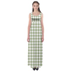 Green Tea White Small Plaids Empire Waist Maxi Dress by ConteMonfrey