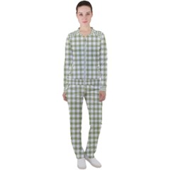 Green Tea White Small Plaids Casual Jacket And Pants Set by ConteMonfrey