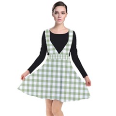 Green Tea White Small Plaids Plunge Pinafore Dress by ConteMonfrey
