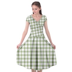 Green Tea White Small Plaids Cap Sleeve Wrap Front Dress by ConteMonfrey