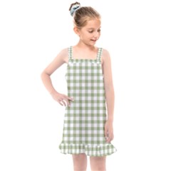 Green Tea White Small Plaids Kids  Overall Dress by ConteMonfrey